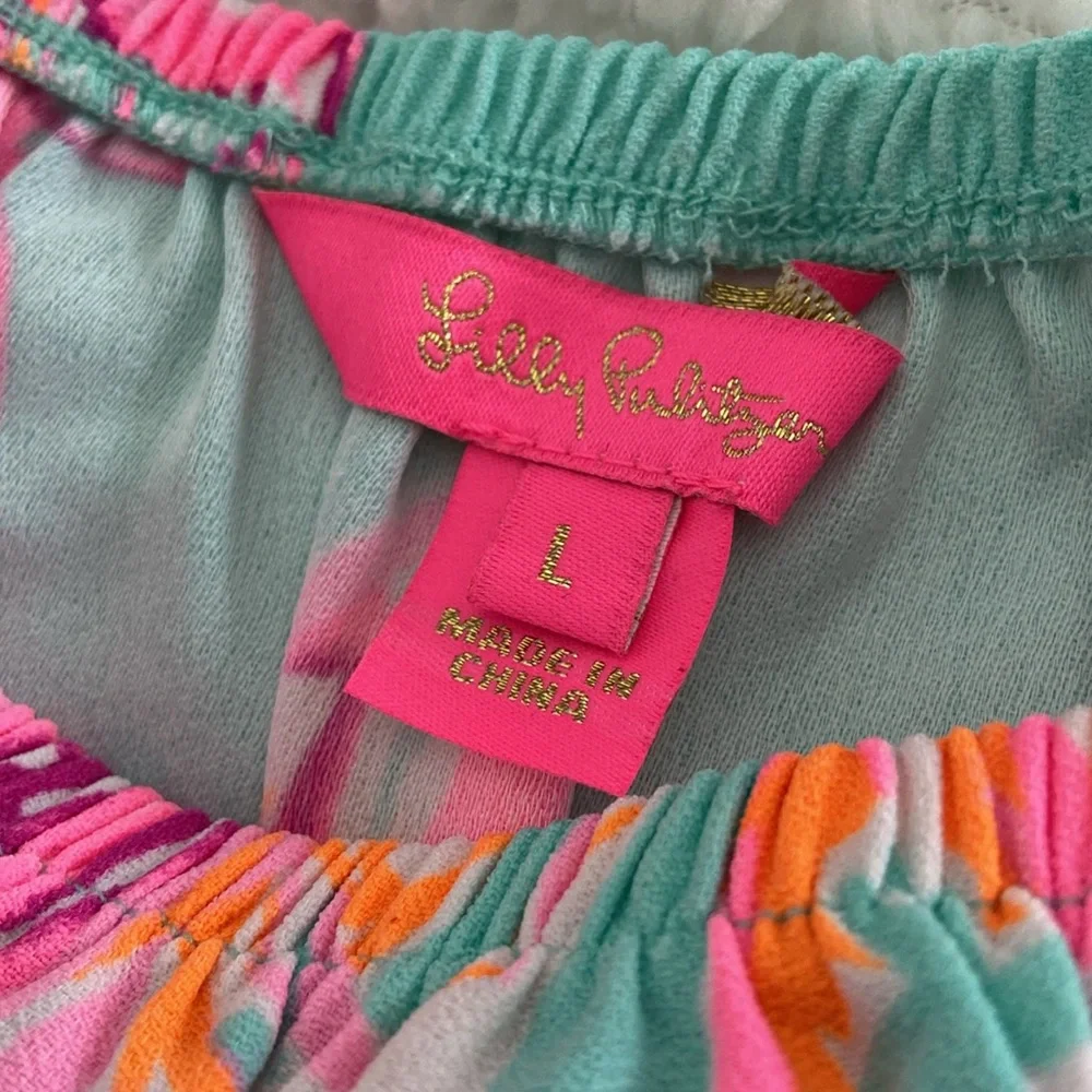 Floral Off-Shoulder Two-Piece Outfit Set Dress in Turquoise and Pink - Picture 12 of 14